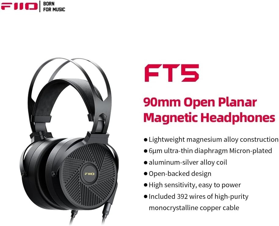 FiiO FT5 Open-Back 90mm Planar Magnetic Headphones | eBay