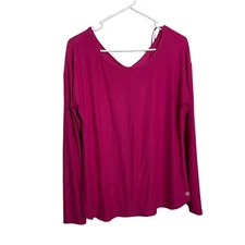 Zelos Shirt Women's Medium Pink Round Neck Athletic Long Sleeve Solid Tee Top