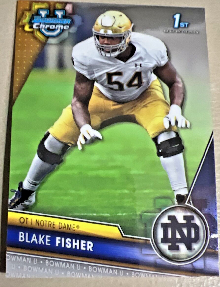 2023 Bowman Chrome University #118 Blake Fisher Rookie Notre Dame Fighting Irish