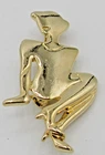 VTG UNUSUAL ABSTRACT ART LADY POSING gold tone METAL BROOCH PIN COSTUME JEWELRY
