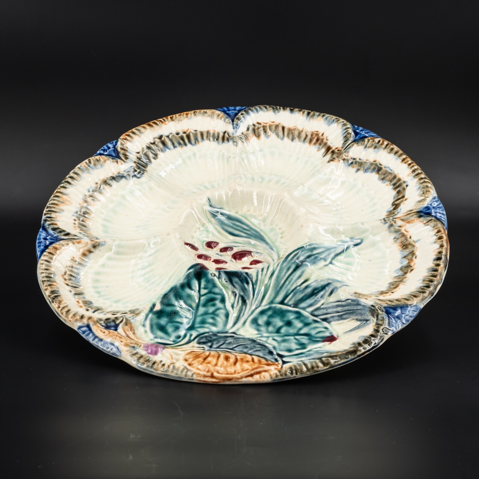 Rare Signed Wasmuel c 1890 Belgian Antique Majolica Oyster Plate eBay