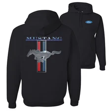 Ford Mustang Classic Pony USA Logo Graphic Hooded Sweatshirt Hoodie