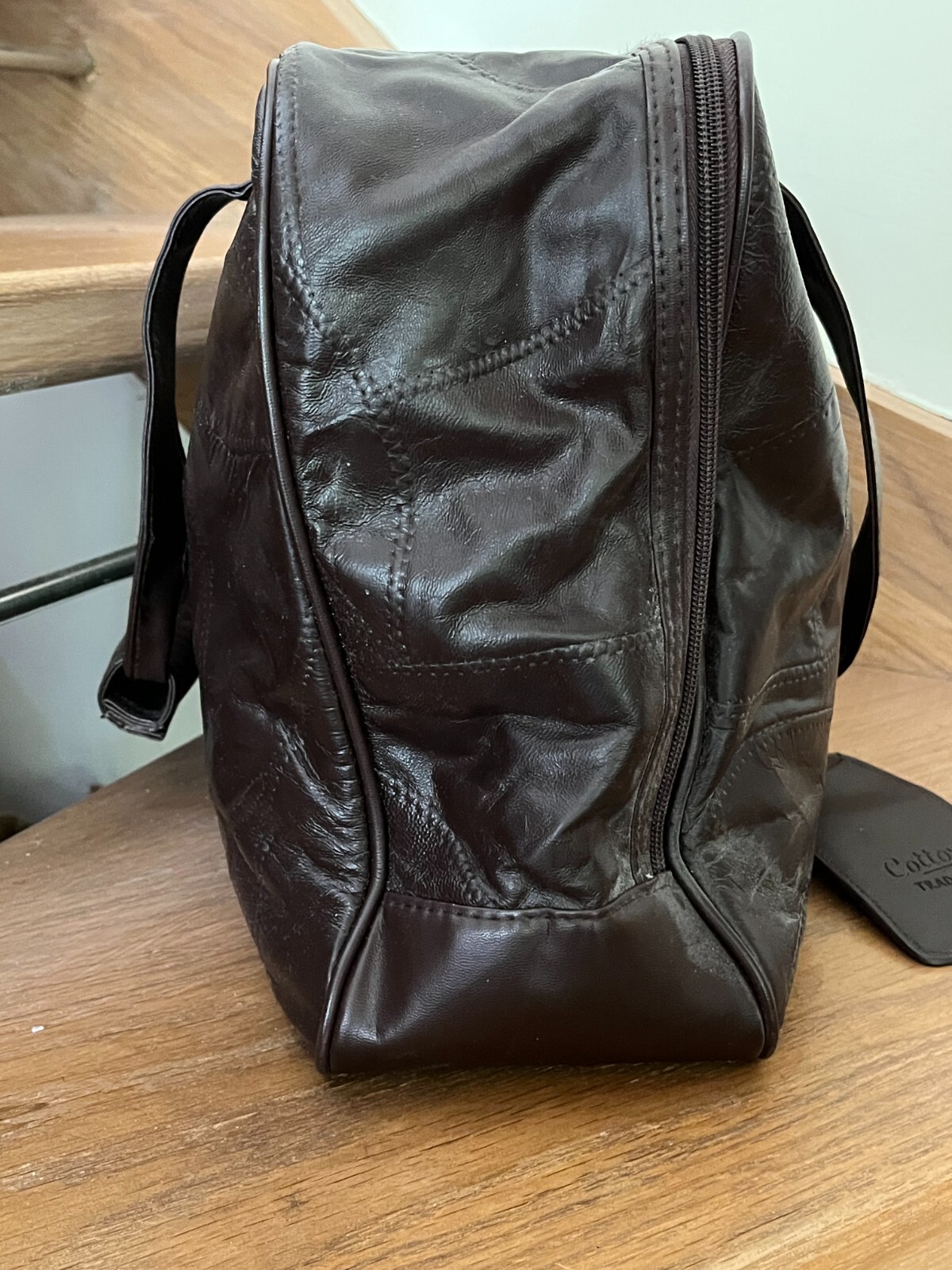 Cotton Traders Brown Leather Patchwork Stylish Zi… - image 7