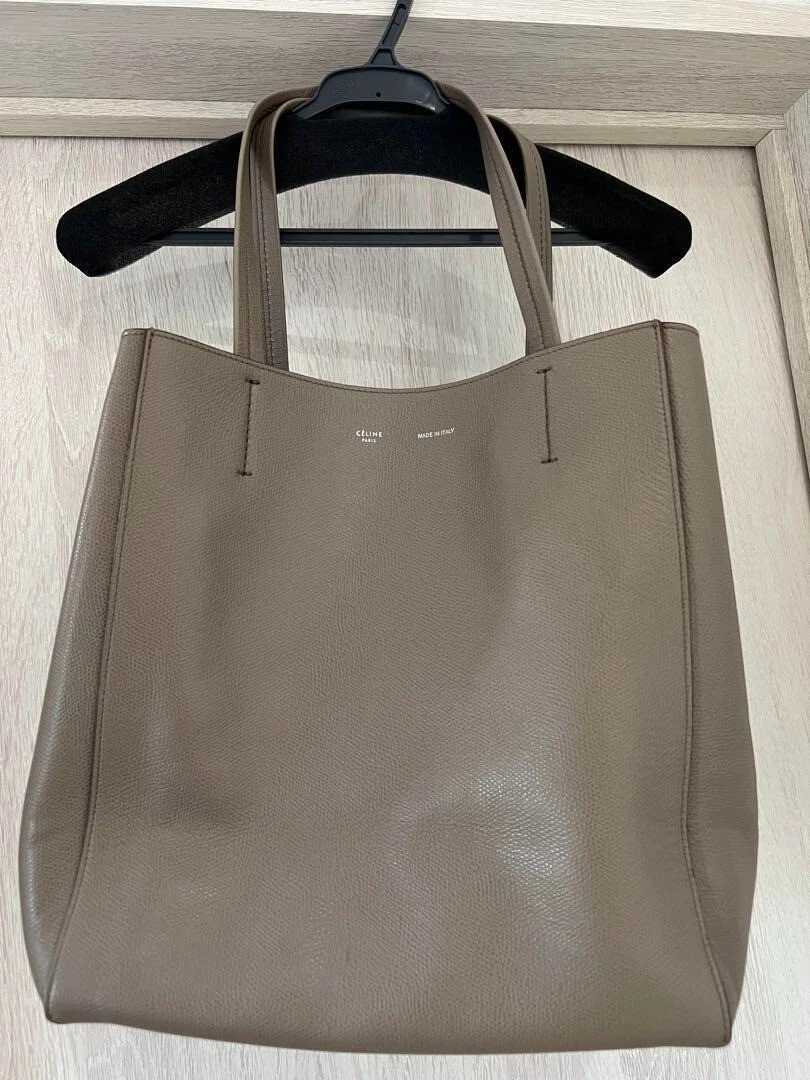 CELINE Cabas borsa tote orizzontale borsa a tracolla pelle tortora USATA originale #S2142