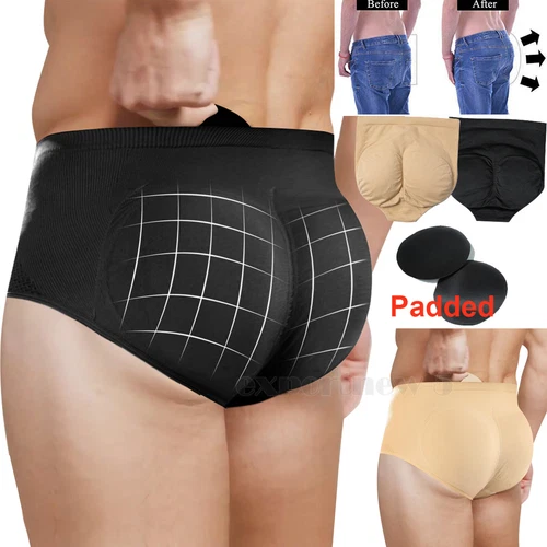 Mens Padded Underwear Briefs Butt Lifter Hips Enhancer Shaper Pants Body Shaper - Picture 1 of 30