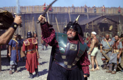 Orson Welles fighting a battle in the film The Tartars 1960 Old Photo