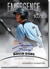DAVID DAHL 2012 Rize Autograph Rookie BLACK BLANK BACK Auto EMERGENCE RC 1/1