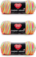 Red Heart Super Saver Yarn, 3 Pack, Day Glow 3 Count