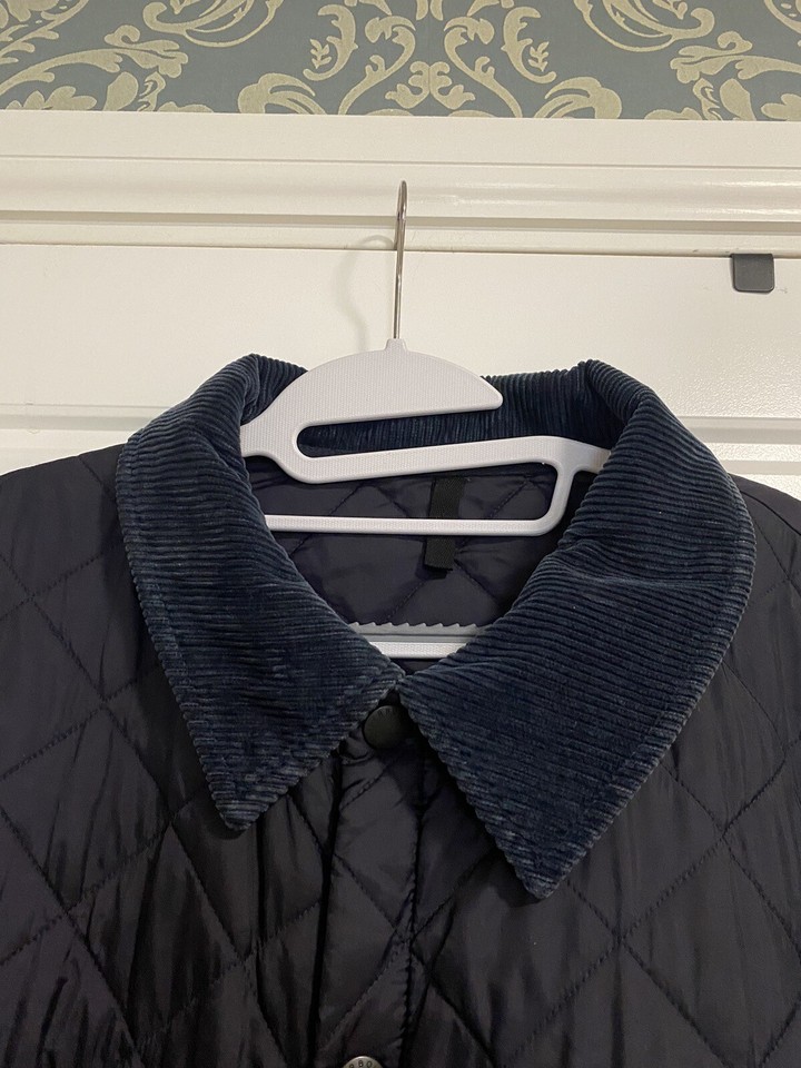 mens Barbour navy blue quilted coat jacket size XXL used eBay