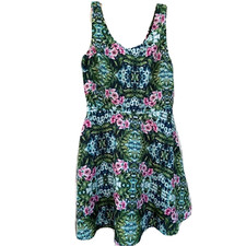 Forever 21 Fit & Flare Mini Dress Women's Small Sleeveless Floral Tropical Print