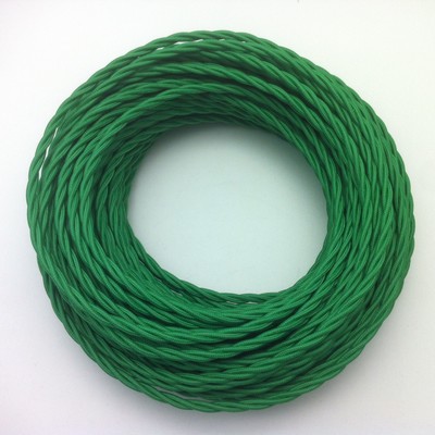 100m Design Textilkabel Stoffkabel Grasgrün 2x0,75 geflochten Top EU Qualität
