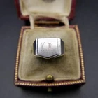 Initial Letter K.R. Pentagon Signet 925 Silver Vintage Ring Stylish
