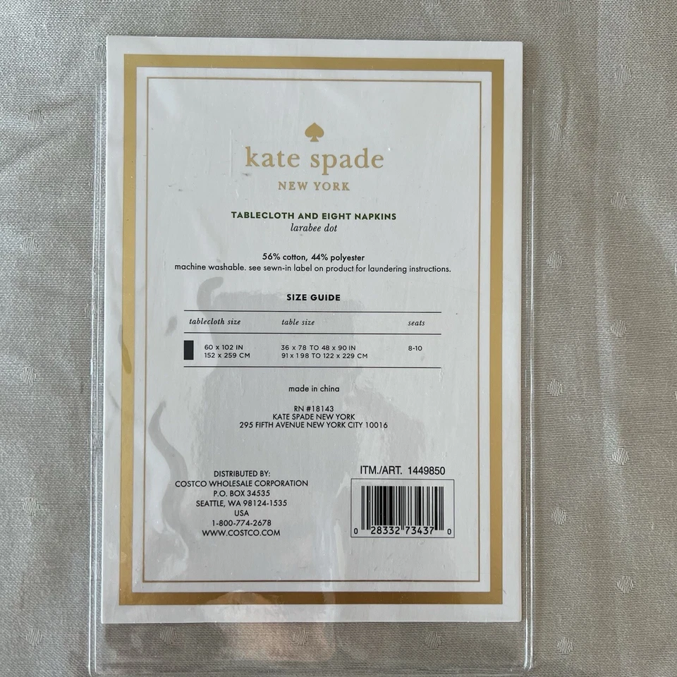 Kate Spade New York, 9 Piece Larabee Dot Napkin Tablecloth Set Beige - Image 4 of 4