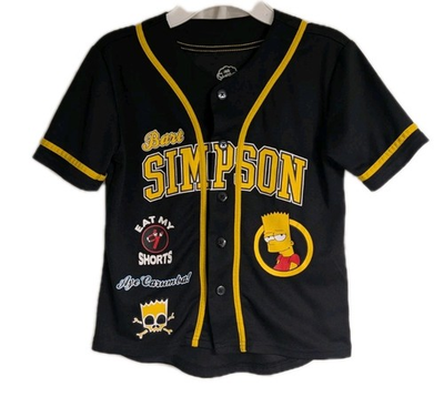#ad The Simpsons Bart Simpson #89 Baseball Jersey Shirt Eat My Shorts Size 8 0493 $14.99