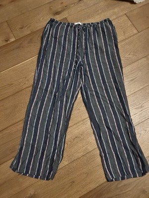 Mango Tie Waist Straight Leg Stripe Hose Relaxed Gr. XL UK 14 Neu