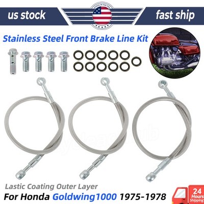 Stainless Steel Front Brake Line Kit For Honda Gl1000 Goldwing 1000 1975-1978