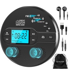Portable CD Player with Bluetooth, Personal CD Player for Car with FM Transmi...