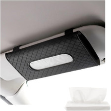 Car Tissue Holder, Leather Sun Visor Hanging Napkin Holder with Tissue Refill, C