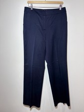 St. John Dress Pants Women s 10 Navy Blue Straight Leg Stretch Work Trouser