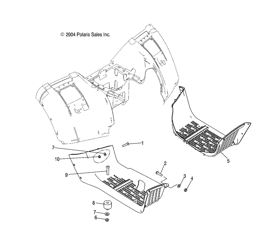 Polaris Footwell, Right Side, Gloss, for ATV Models, Genuine OEM - 5434792-070 - Image 2 of 2