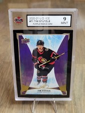 2020-21 U.D. ICE - Tim Stutzle Purple Rookie RC Graded KSA 9 - Ottawa Senators