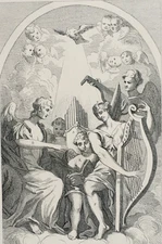 The Alter Piece of St Clements Danes at Stand by William Hogarth - Print c1840