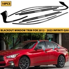 Chrome Delete Blackout Overlay Vinyl Window Trims for Infiniti Q50 2014-2023