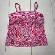 Pink Paisley Print Padded Tankini Swimsuit Top Women's Size X-Large NEW