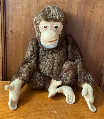 Vintage Steiff Jocko Stofftier Affe 9 Zoll hochsitzend