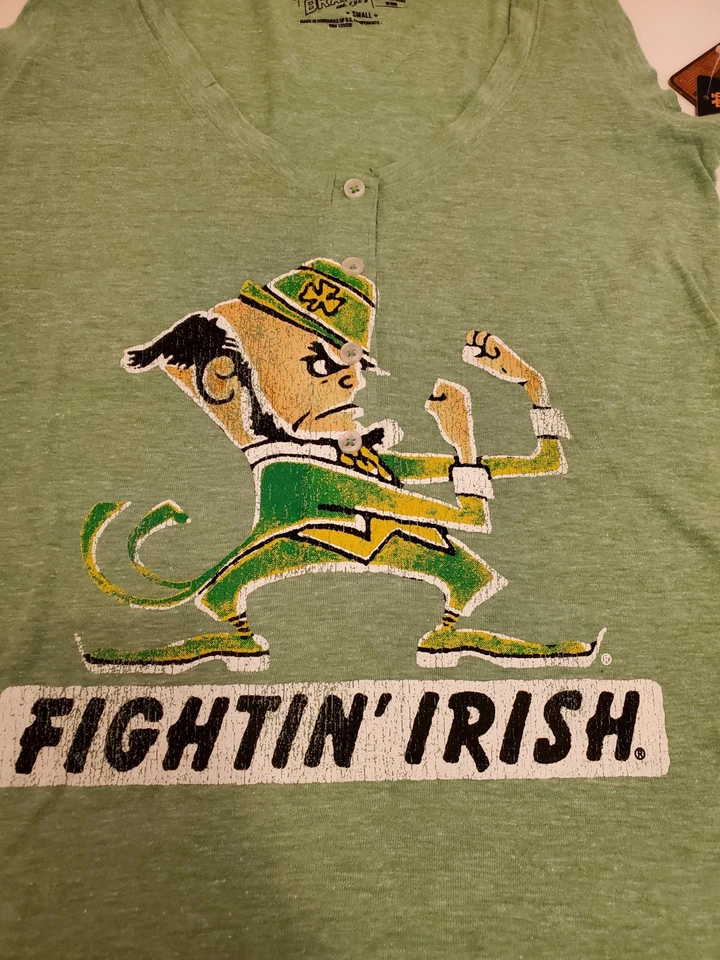 Camiseta sin mangas Notre Dame Fighting Irish talla S verde retro ¡NUEVA!! Foto 4 de 4