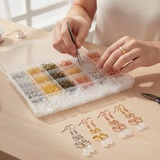 1900-Pcs Earring Making Kit: Assorted Colors, Hooks Repair Supplies