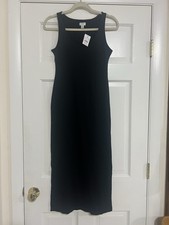 J Crew Factory Sleeveless Knit Midi Dress (Style AO351)  100% Cotton Black XXS
