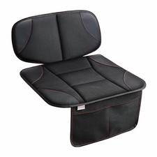 Car Seat Protector for Kids, Anti-Slip, Thick Padding, 2 Pockets, Black