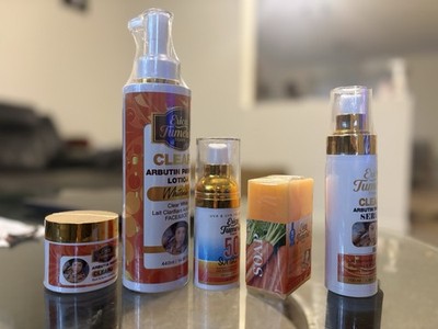 Erica Tumeric France CLEAR+ Arbutin Pawpaw Skin Care Set Lotion, Cream, Serum,  