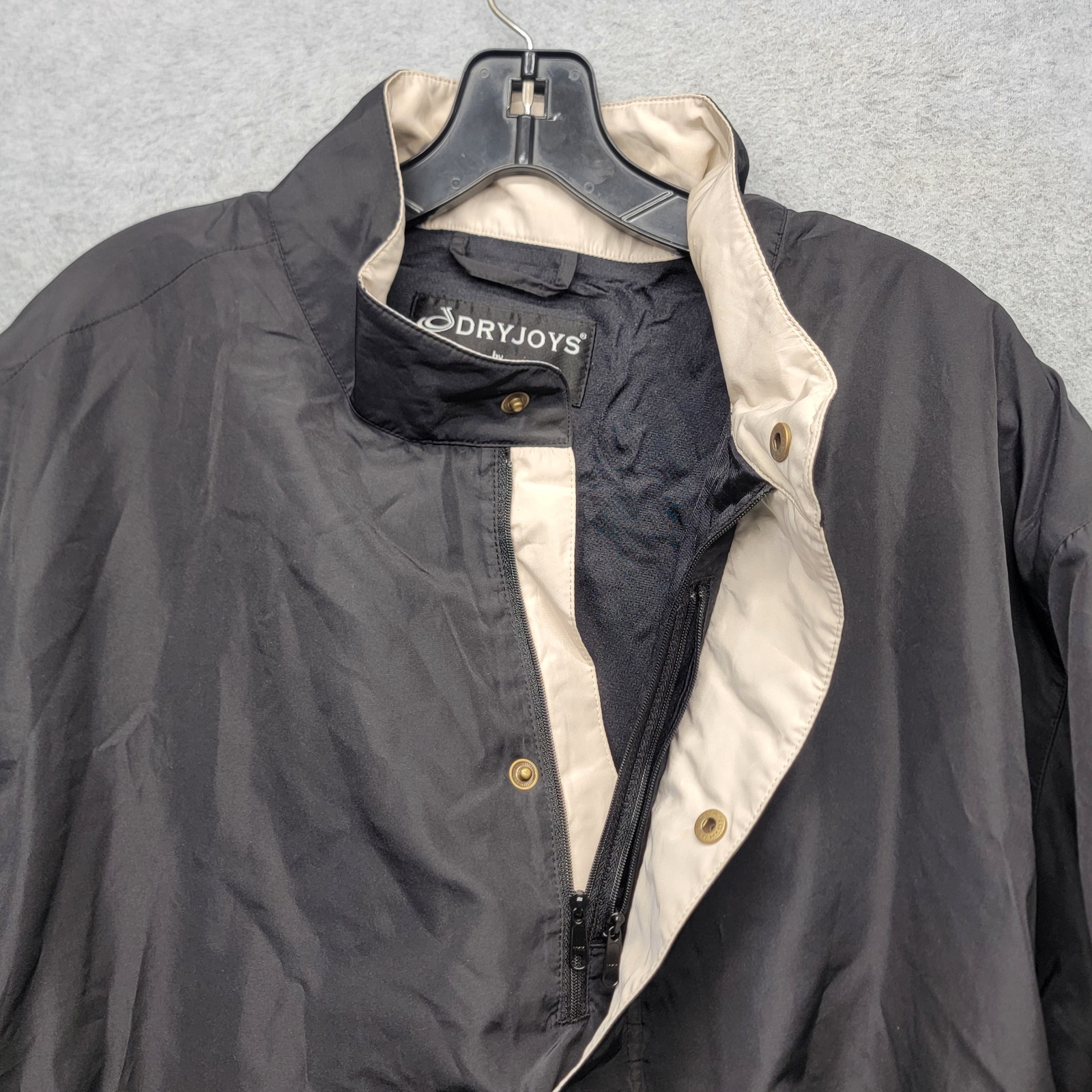 Footjoy Dryjoys Jacket Mens L Black 1/2 Zip Snap Short Sleeve Golf Windbreaker