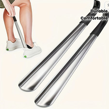 1pc Long Stainless Steel Shoe Horn Easy Grip No Bend Shoe Helper Hanging Tool