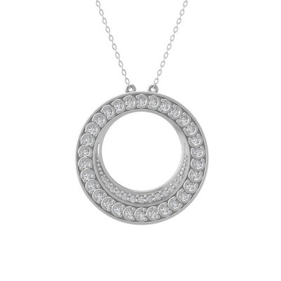 0.4Ct Natural Diamond Sterling Silver Pendant Necklace 18'' Silver Chain