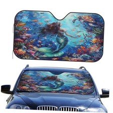 Car Windshield Sun Shade Auto Sunshade One Size Mermaid Girl Underwater World