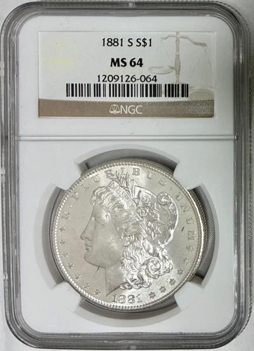 1881-S Morgan Silver Dollar, NGC MS-64