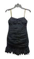 MICHAEL MICHAEL KORS 2 BLUE & WHITE POLKA DOT RUCHED MINI DRESS WITH RUFFLE HEM