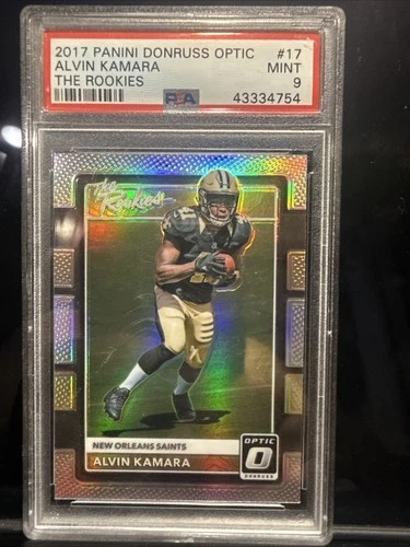 2017 PANINI DONRUSS OPTIC ALVIN KAMARA ROOKIE THE ROOKIES PRIZM #17 PSA 9
