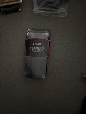 Primark Fashion Tights 2 Pair Black Pattern New S/M