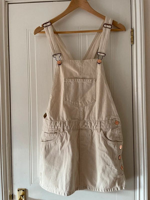cream dungaree dress New Look White Dungaree Dress
