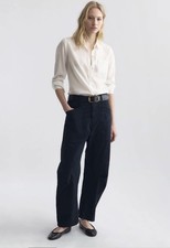 Nili Lotan Shon Pant 4 Midnight Dark Navy  390 Wide Bowleg Cropped