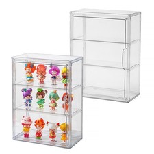 Clear Display Case for Figures with Magnetic Door, Acrylic 3 Tier, 