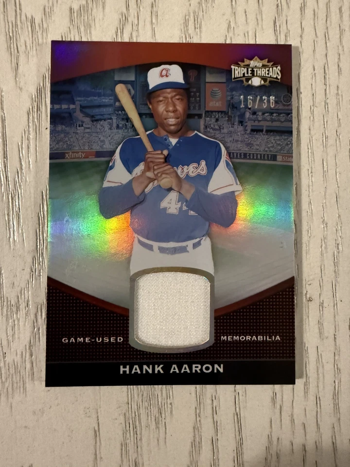 Tarjeta de recuerdos usada del juego Hank Aaron 2011 Topps Triple Threads 16/36 Foto 2 de 3