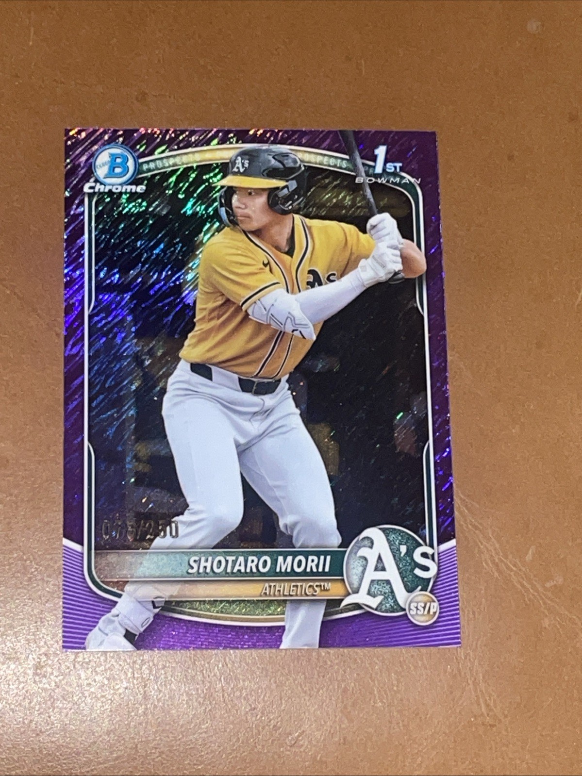 2025 Bowman Chrome SHOTARO MORII 1ST PURPLE SHIMMER Athletics #d /250 SP🔥