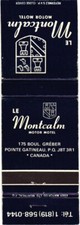 Pointe-Gatineau Quebec Canada Le Montcalm Motor Motel Vintage Matchbook Cover