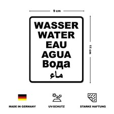 Wasser Auto Aufkleber schwarz mehrere Sprachen - Expeditionsmobil, 4x4, Camper