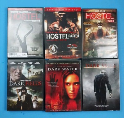 Lot 6 6 horror DVDs Hostel 1 2 & 3 Dark Fields Dark Water Dark Skies